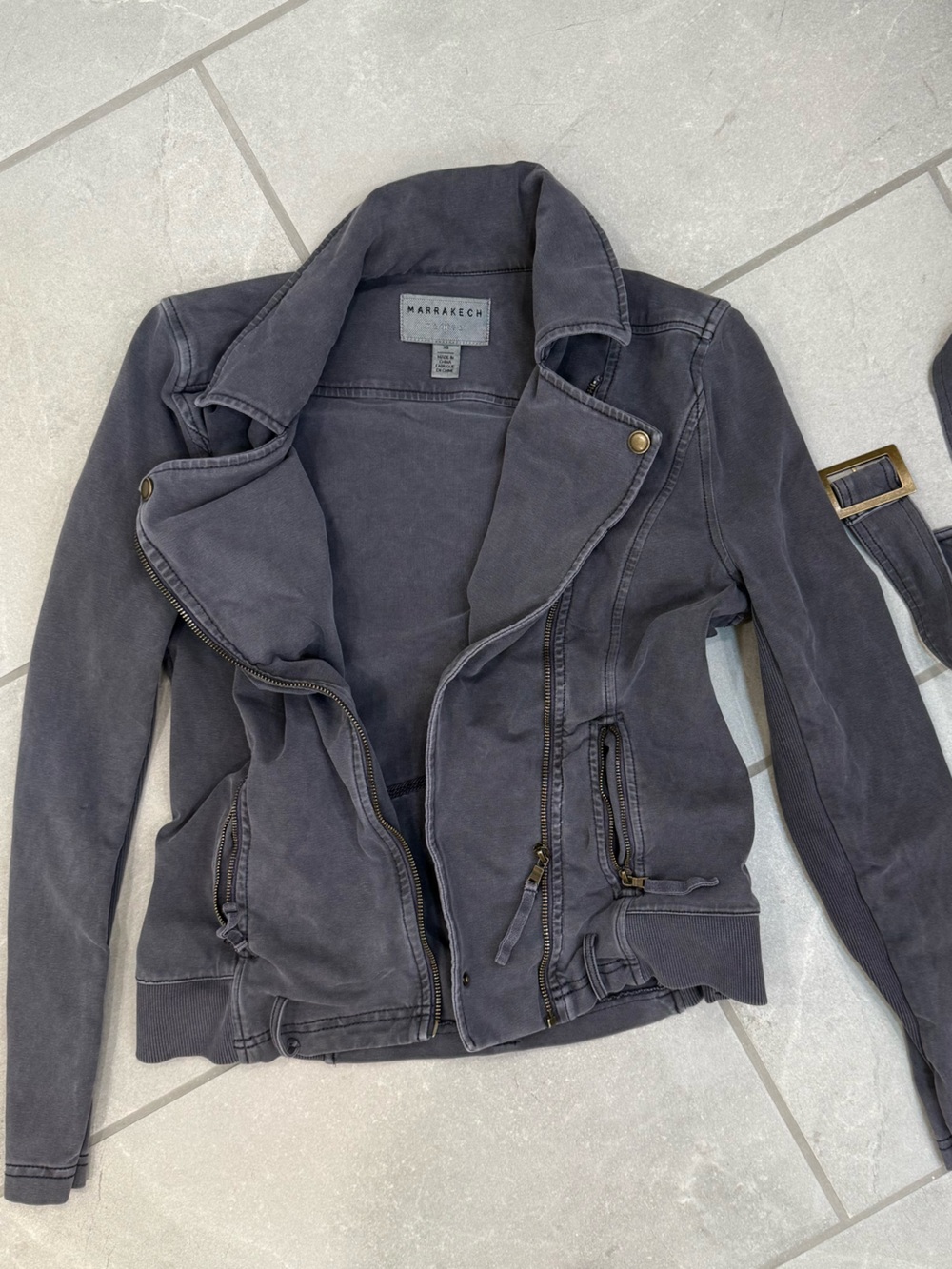 Marrakech Washed Charcoal Moto Jacket‎